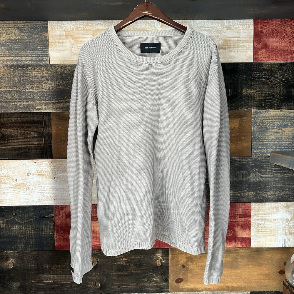 Won Hundred Ssense Men's Knit Cotton Sweatshirt Crewneck Size Medium Men's Grey